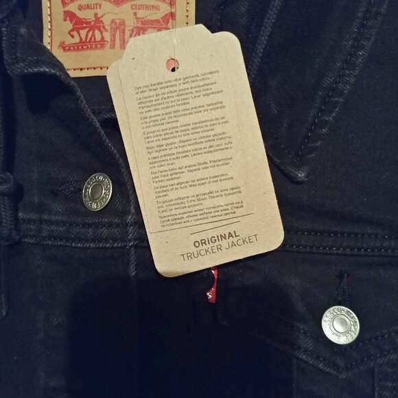 Levi's Black Hybrid Denim Hoodie Original Trucker Jacket Size M - Picture 5 of 12